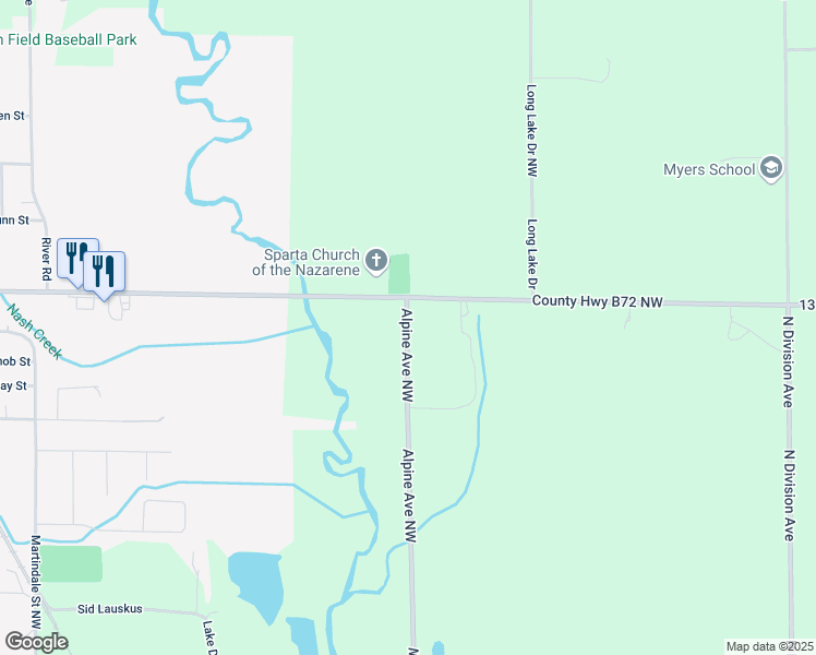 map of restaurants, bars, coffee shops, grocery stores, and more near 10752 Alpine Avenue Northwest in Sparta