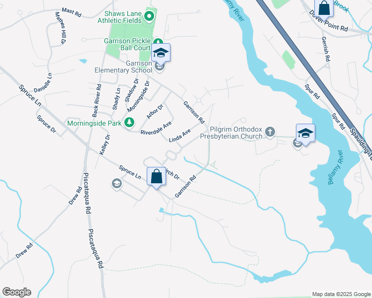 map of restaurants, bars, coffee shops, grocery stores, and more near 1 Austin Drive in Dover