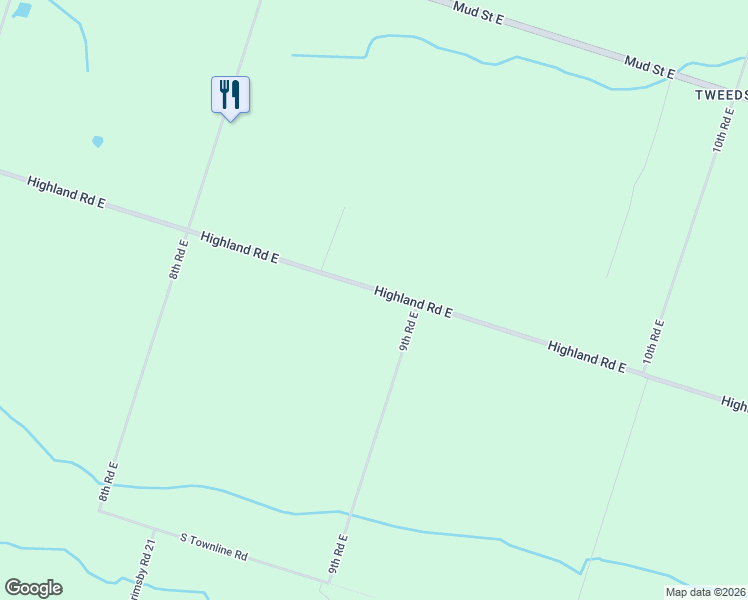 map of restaurants, bars, coffee shops, grocery stores, and more near 975 Highland Road East in Hamilton