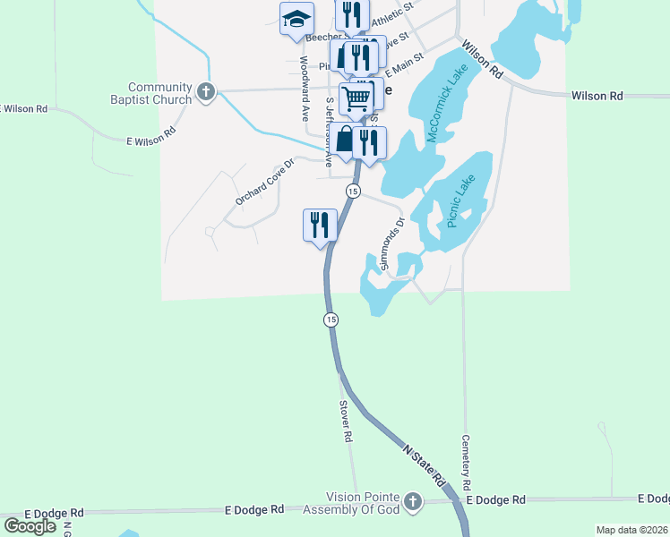 map of restaurants, bars, coffee shops, grocery stores, and more near 453 South State Road in Otisville