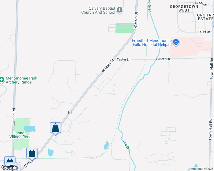 map of restaurants, bars, coffee shops, grocery stores, and more near 19545 West Main Street in Lannon