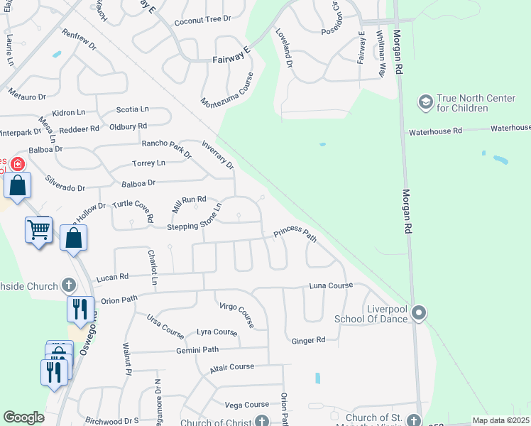 map of restaurants, bars, coffee shops, grocery stores, and more near 4295 Stepping Stone Lane in Liverpool