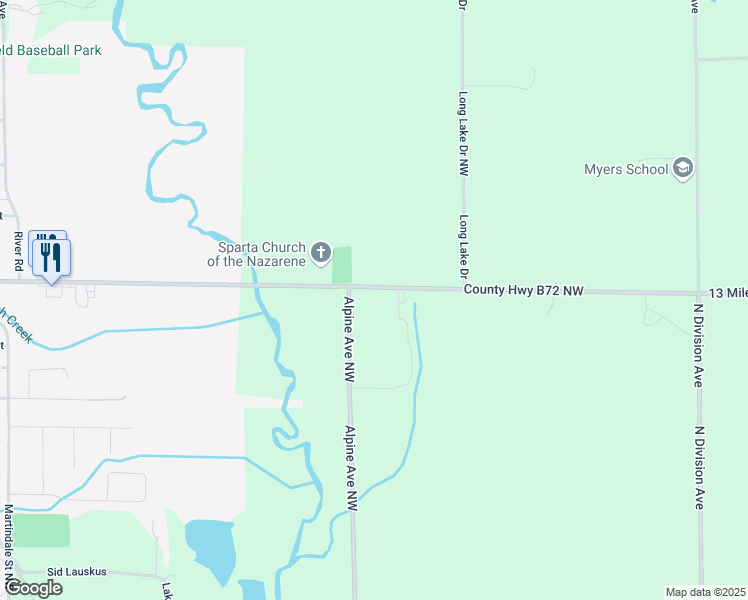 map of restaurants, bars, coffee shops, grocery stores, and more near 10752 Alpine Avenue Northwest in Sparta