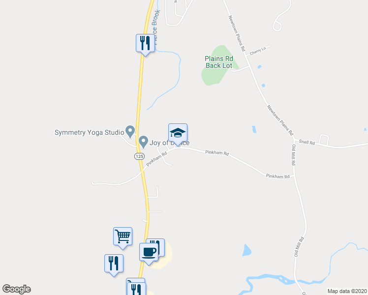 map of restaurants, bars, coffee shops, grocery stores, and more near 58 Pinkham Road in Lee