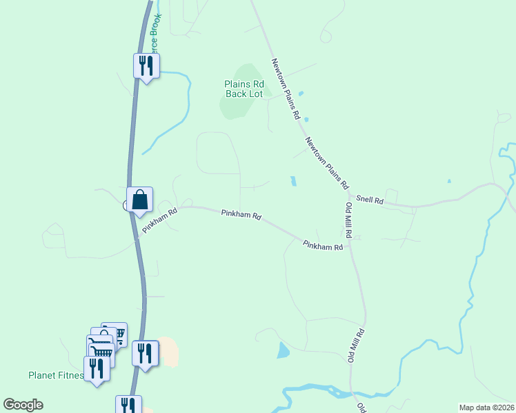 map of restaurants, bars, coffee shops, grocery stores, and more near 30 Pinkham Road in Lee