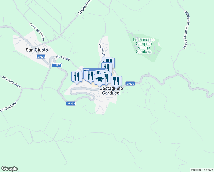 map of restaurants, bars, coffee shops, grocery stores, and more near in Castagneto Carducci