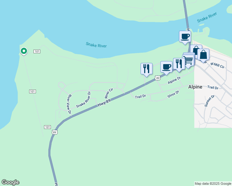 map of restaurants, bars, coffee shops, grocery stores, and more near 250 River Circle in Etna