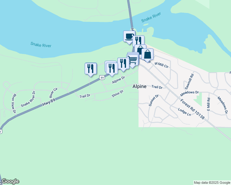 map of restaurants, bars, coffee shops, grocery stores, and more near 177 Trail Drive in Etna