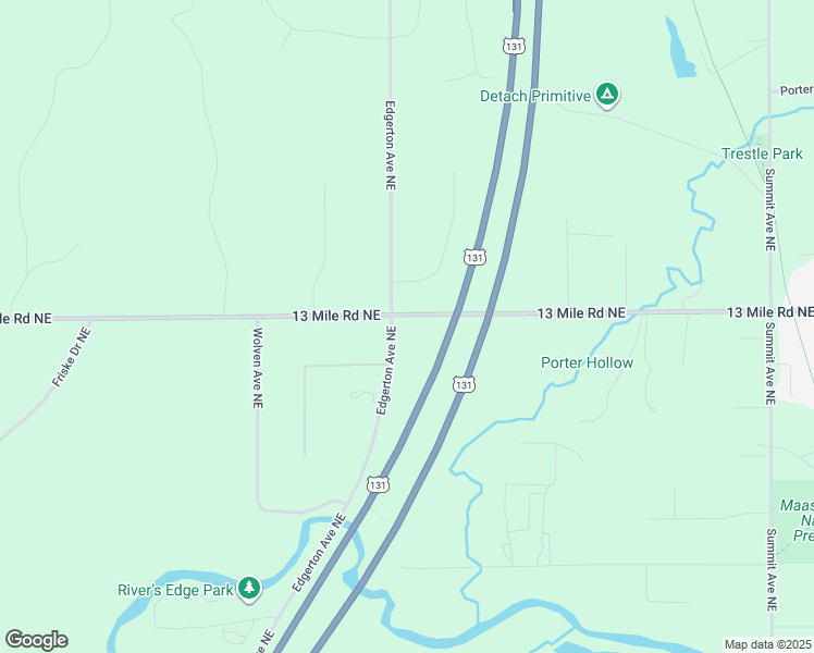 map of restaurants, bars, coffee shops, grocery stores, and more near 3610 13 Mile Road Northeast in Rockford