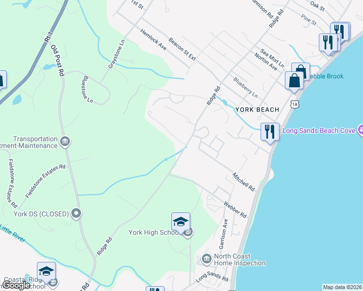 map of restaurants, bars, coffee shops, grocery stores, and more near 4 Smith Field Lane in York