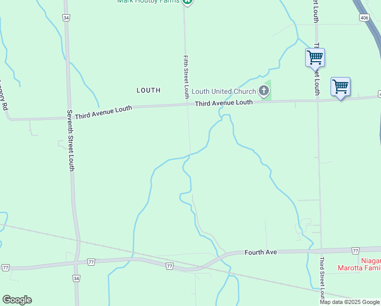 map of restaurants, bars, coffee shops, grocery stores, and more near 1814 Fifth Street Louth in Saint Catharines