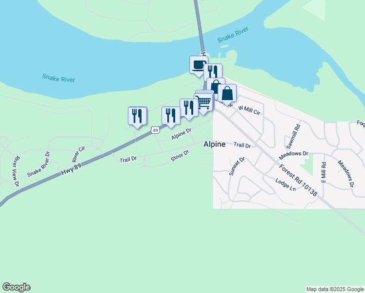 map of restaurants, bars, coffee shops, grocery stores, and more near 177 Trail Drive in Etna