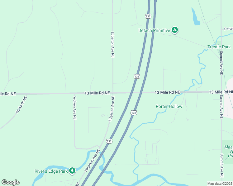 map of restaurants, bars, coffee shops, grocery stores, and more near 3610 13 Mile Road Northeast in Rockford