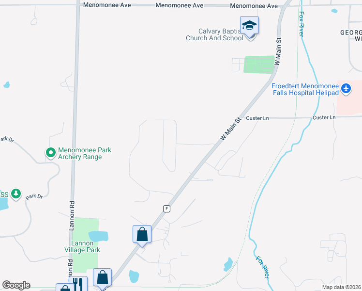 map of restaurants, bars, coffee shops, grocery stores, and more near 19420 West Main Street in Lannon