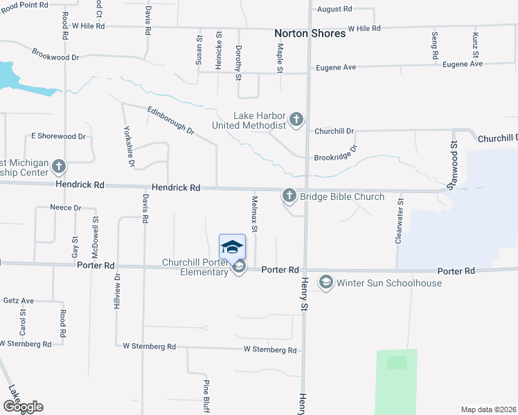 map of restaurants, bars, coffee shops, grocery stores, and more near 5046 Melmax Street in Norton Shores