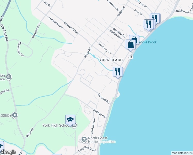 map of restaurants, bars, coffee shops, grocery stores, and more near 14 Jeremiah Lane in York