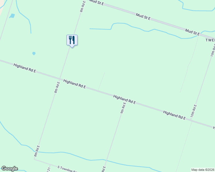 map of restaurants, bars, coffee shops, grocery stores, and more near 965 Highland Road East in Hamilton