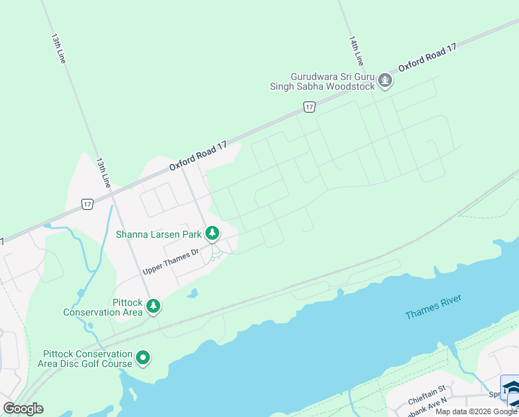 map of restaurants, bars, coffee shops, grocery stores, and more near Edinburgh Drive in Woodstock