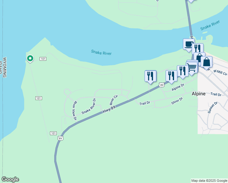 map of restaurants, bars, coffee shops, grocery stores, and more near 250 River Circle in Etna