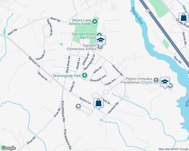 map of restaurants, bars, coffee shops, grocery stores, and more near 11 Riverdale Avenue in Dover