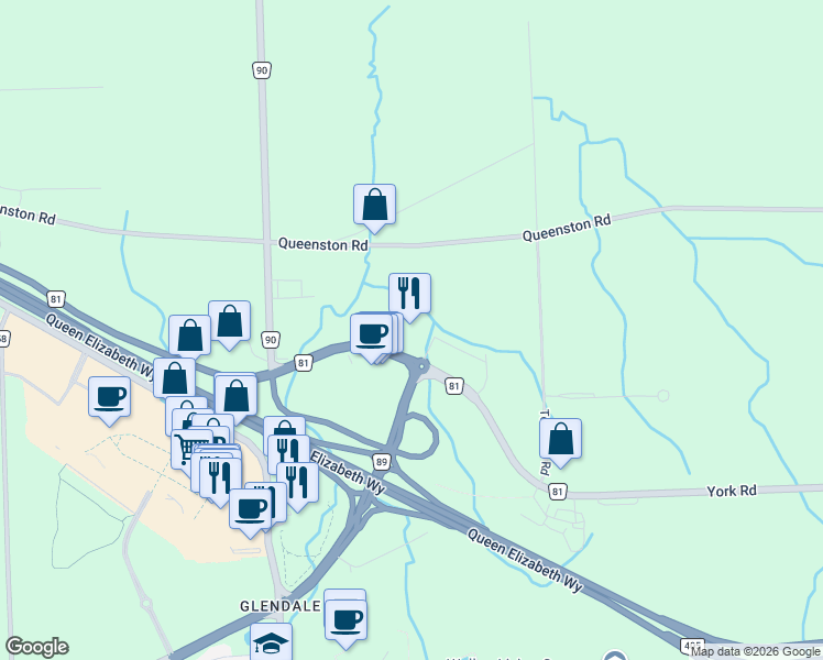 map of restaurants, bars, coffee shops, grocery stores, and more near 500 York Road in Niagara-on-the-Lake
