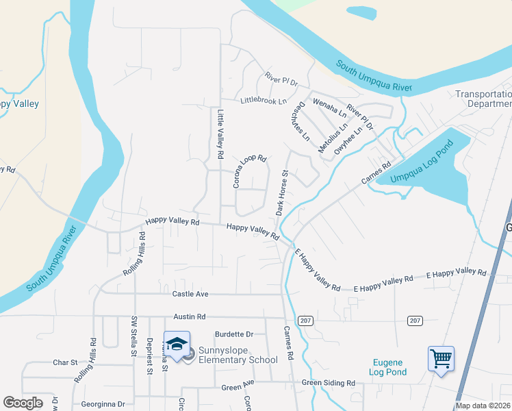 map of restaurants, bars, coffee shops, grocery stores, and more near 113 Shaffer Court in Roseburg
