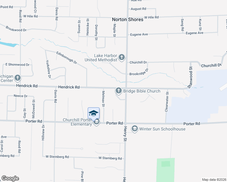 map of restaurants, bars, coffee shops, grocery stores, and more near 5046 Melmax Street in Norton Shores