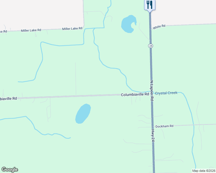 map of restaurants, bars, coffee shops, grocery stores, and more near 130 Columbiaville Road in Columbiaville