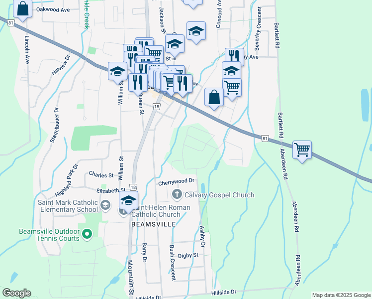 map of restaurants, bars, coffee shops, grocery stores, and more near 4047 Maitland Street in Lincoln