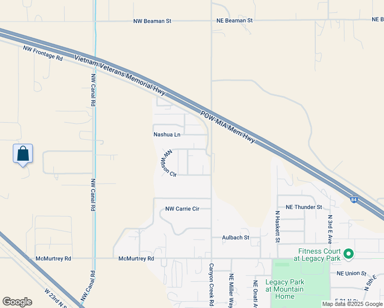 map of restaurants, bars, coffee shops, grocery stores, and more near 325 Northwest Wilson Circle in Mountain Home