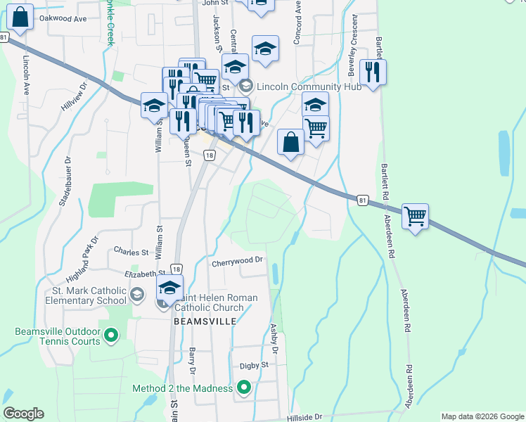 map of restaurants, bars, coffee shops, grocery stores, and more near 4060 Maitland Street in Lincoln