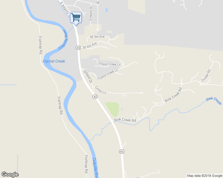 map of restaurants, bars, coffee shops, grocery stores, and more near 94015 Covey Way in Coquille