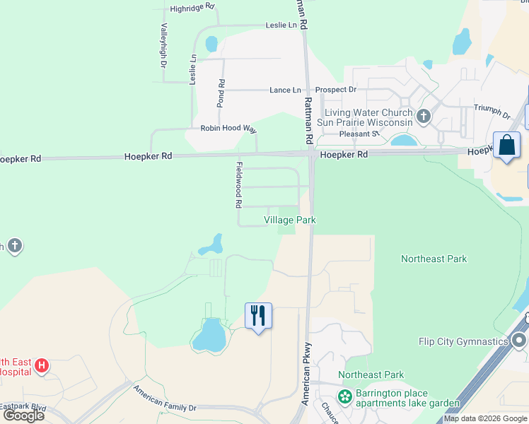 map of restaurants, bars, coffee shops, grocery stores, and more near 5401 Celebration Parkway in Madison