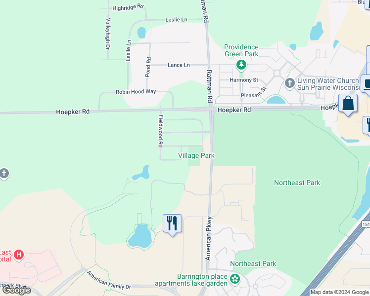 map of restaurants, bars, coffee shops, grocery stores, and more near 5401 Celebration Parkway in Madison