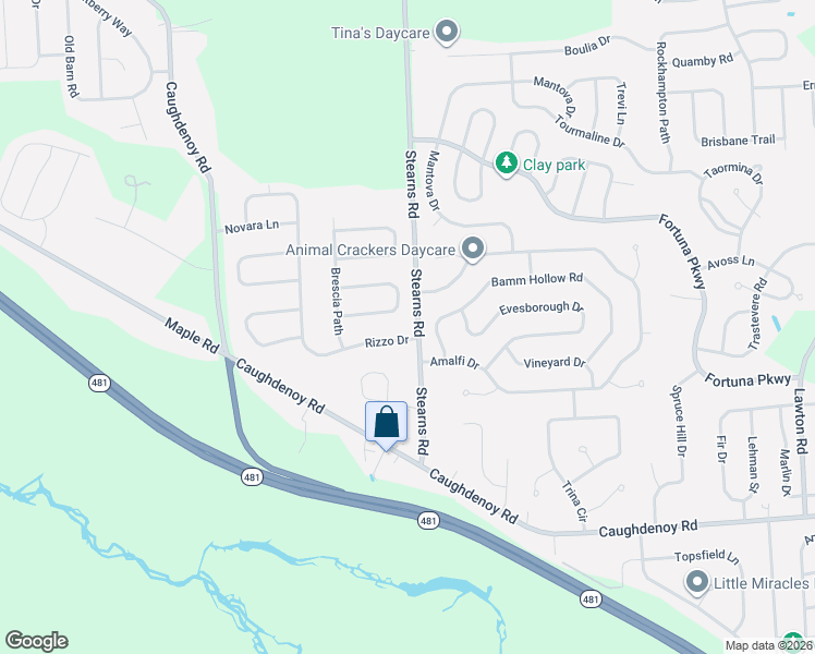 map of restaurants, bars, coffee shops, grocery stores, and more near 8118 Rizzo Drive in Clay