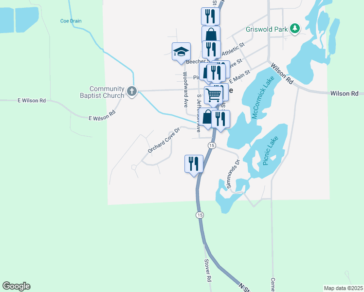 map of restaurants, bars, coffee shops, grocery stores, and more near 331 Apple Blossom Drive in Otisville