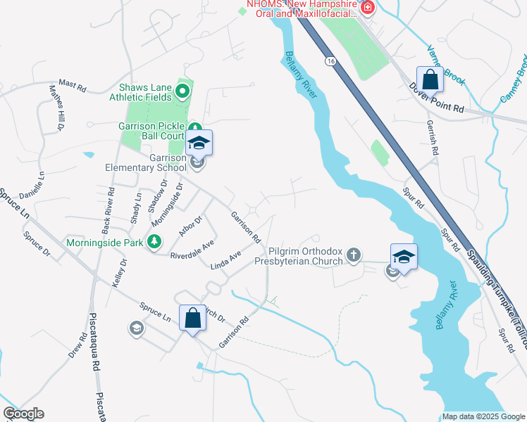 map of restaurants, bars, coffee shops, grocery stores, and more near 4 Greenfield Drive in Dover
