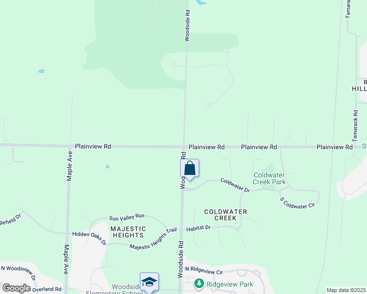 map of restaurants, bars, coffee shops, grocery stores, and more near Woodside Road in Sussex
