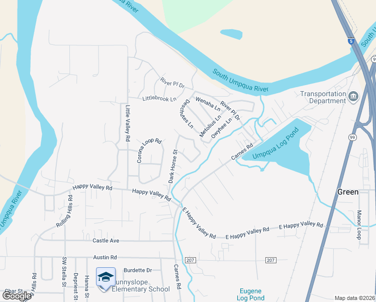map of restaurants, bars, coffee shops, grocery stores, and more near 136 Adams Loop in Roseburg