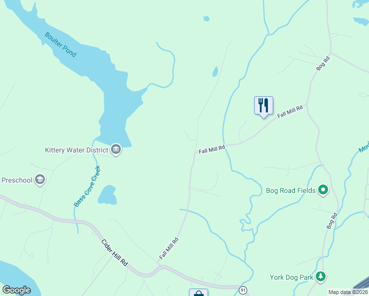 map of restaurants, bars, coffee shops, grocery stores, and more near 52 Fall Mill Road in York