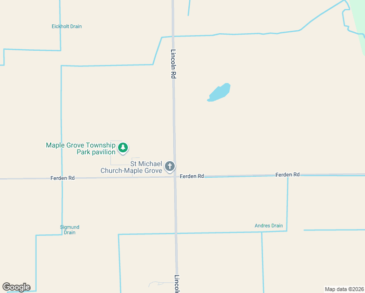 map of restaurants, bars, coffee shops, grocery stores, and more near 17831 Lincoln Road in New Lothrop