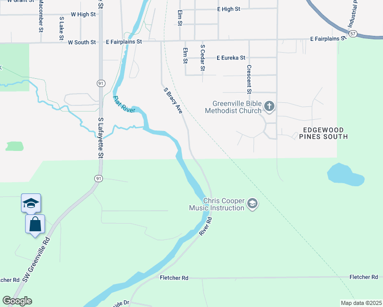 map of restaurants, bars, coffee shops, grocery stores, and more near 1498 Bracey Rd in Greenville