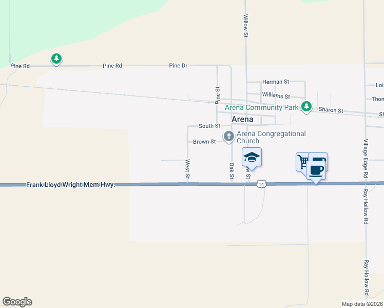 map of restaurants, bars, coffee shops, grocery stores, and more near 345 West Street in Arena