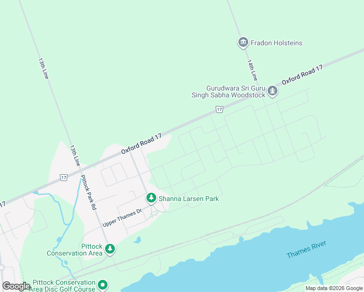 map of restaurants, bars, coffee shops, grocery stores, and more near Huntingford Trail in Woodstock