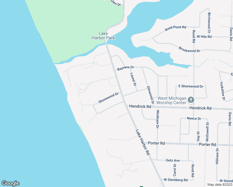map of restaurants, bars, coffee shops, grocery stores, and more near 1955 Shorewood Drive in Norton Shores