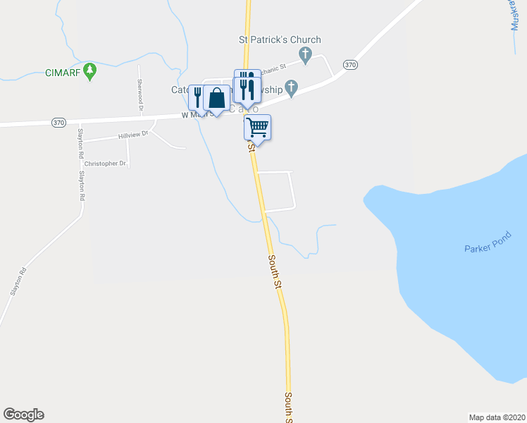 map of restaurants, bars, coffee shops, grocery stores, and more near 1044 South Street in Cato
