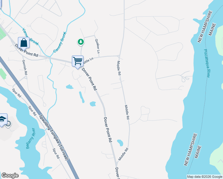 map of restaurants, bars, coffee shops, grocery stores, and more near Pine Tree Lane in Dover