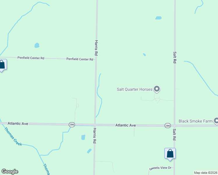 map of restaurants, bars, coffee shops, grocery stores, and more near 1640 Harris Road in Penfield