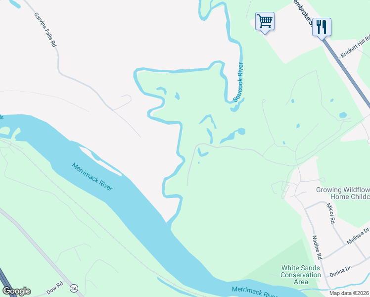 map of restaurants, bars, coffee shops, grocery stores, and more near 233 Garvins Falls Road in Concord