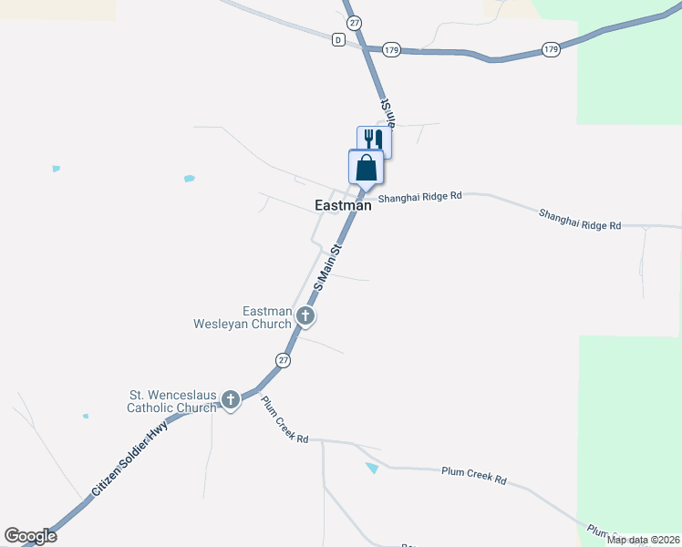 map of restaurants, bars, coffee shops, grocery stores, and more near 106 Park Lane Street in Wauzeka